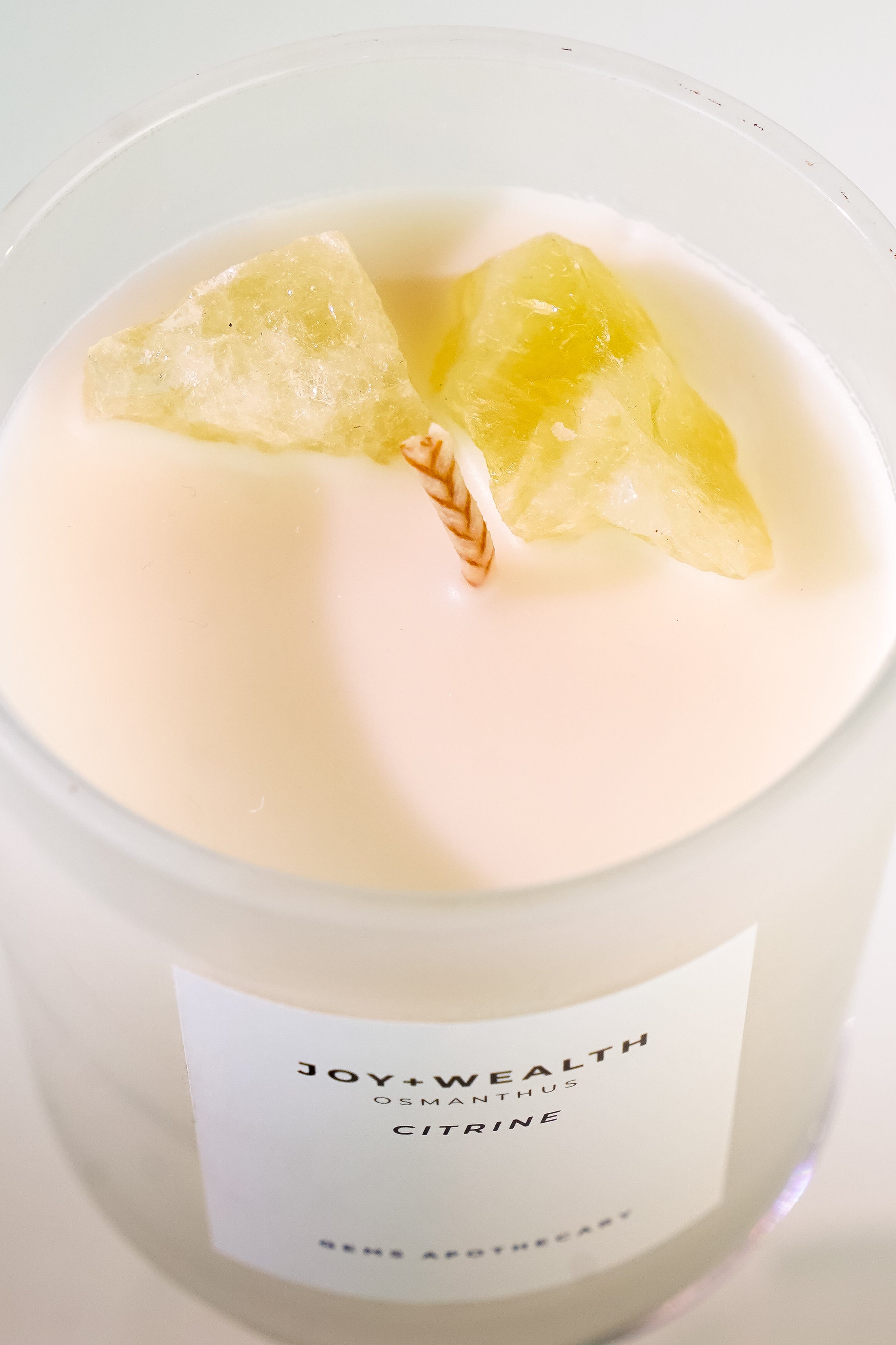 Joy+Wealth Crystal Candle