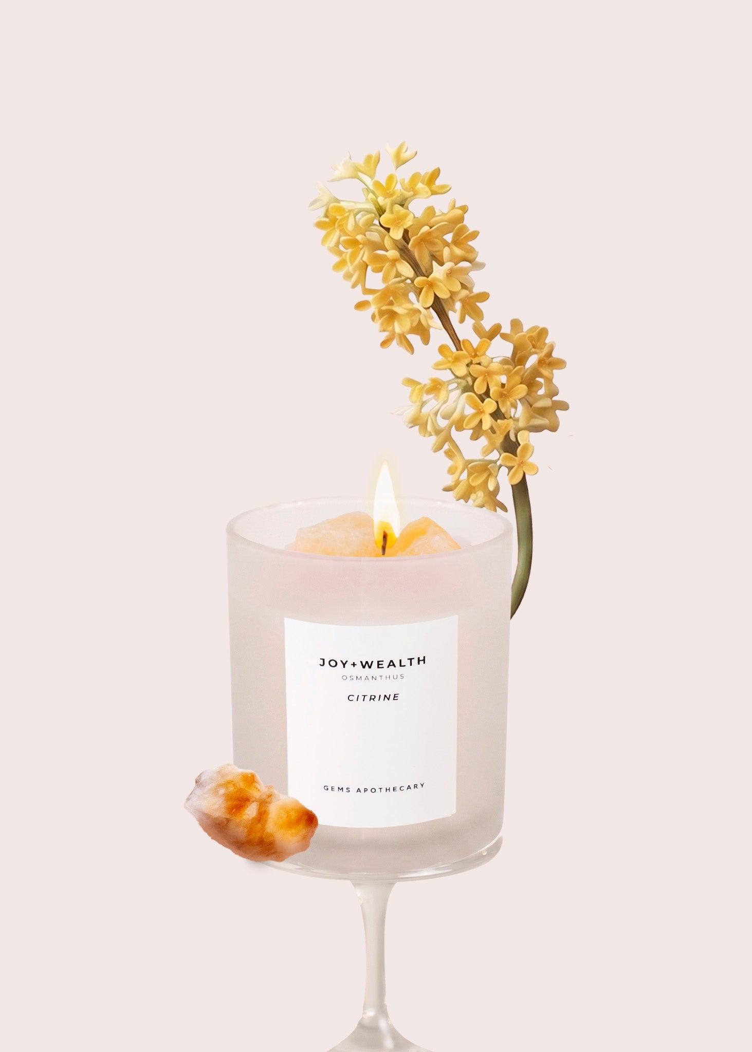 Joy+Wealth Crystal Candle