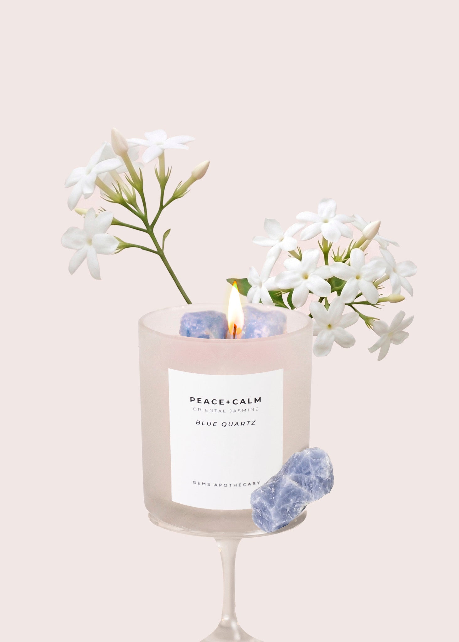 Peace+Calm Crystal Candle