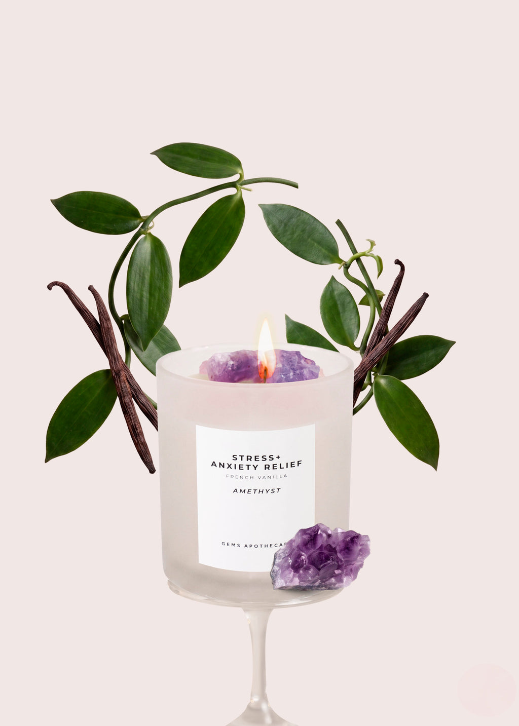 Stress + Anxiety Relief Crystal Candle